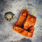 Beeswax Happy House Spell Candle by Parlour of Wonders, orange beeswax candle for home protection, harmony, and blessings.