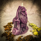 Parlour of Wonders beeswax Domovyk house gnome spell candle in orange, used for home blessing and protection.