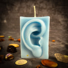 Beeswax Ex-Voto Ear Spell Candle by Parlour of Wonders, orange beeswax candle for healing, being heard, and clairaudience.