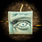 Beeswax Ex-Voto Eye Spell Candle by Parlour of Wonders with orange wax, designed for vision, clairvoyance, and being seen.