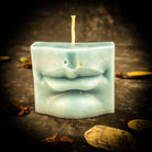 Beeswax Ex-Voto Mouth Spell Candle by Parlour of Wonders, orange beeswax candle for communication, healing, and speaking truth.