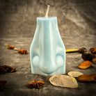 Beeswax Ex-Voto Nose Spell Candle by Parlour of Wonders with orange wax for clairalience, intuition, and healing.