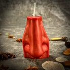 Beeswax Ex-Voto Nose Spell Candle by Parlour of Wonders, featuring an orange beeswax candle with spiritual symbols for intuition and healing.