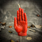 Beeswax Hand of Fate Spell Candle by Parlour of Wonders with orange wax for destiny, transformation, and divine timing.