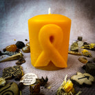 Beeswax Awareness Ribbon Pillar Candle by Parlour of Wonders, honoring heroes and supporting causes with natural beeswax finish.