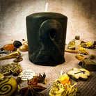 Beeswax Awareness Ribbon Pillar Candle by Parlour of Wonders, honoring heroes and supporting causes with natural beeswax appearance.