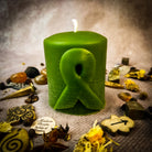 Beeswax Awareness Ribbon Pillar Candle by Parlour of Wonders, honoring heroes and supporting causes with a natural beeswax appearance.