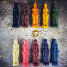 Pink beeswax female figural spell candle by Parlour of Wonders, used for sympathetic magic and personal power rituals.