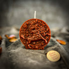 Pink beeswax Leo Lion zodiac spell candle by Parlour of Wonders, featuring detailed lion design for creativity, confidence, and leadership.