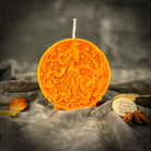 Pink beeswax Libra scales zodiac spell candle with intricate designs, symbolizing balance, harmony, and love.