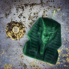 Red beeswax Egyptian King Spell Candle by Parlour of Wonders, featuring intricate designs symbolizing power, magnetism, and pharaoh magic.