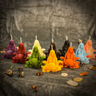 Red beeswax Moon Goddess spell candle with moon and goddess imagery, symbolizing lunar magic and divine feminine energy.