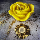 Beeswax Rose Romance Spell Candle by Parlour of Wonders featuring a red beeswax candle with rose design for love magic and soul mate attraction.
