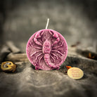 Red beeswax Scorpio zodiac spell candle with scorpion design, symbolizing transformation, power, and intuition.