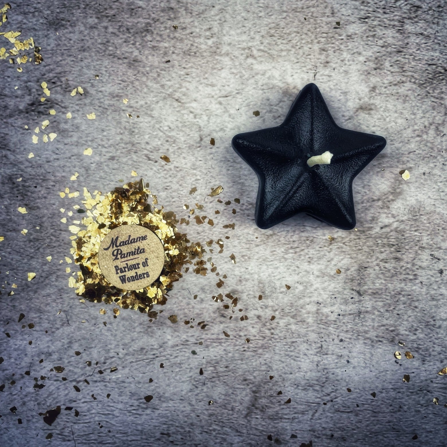 White beeswax Sister Star Spell Candle by Parlour of Wonders, used for protection and spiritual power magic.