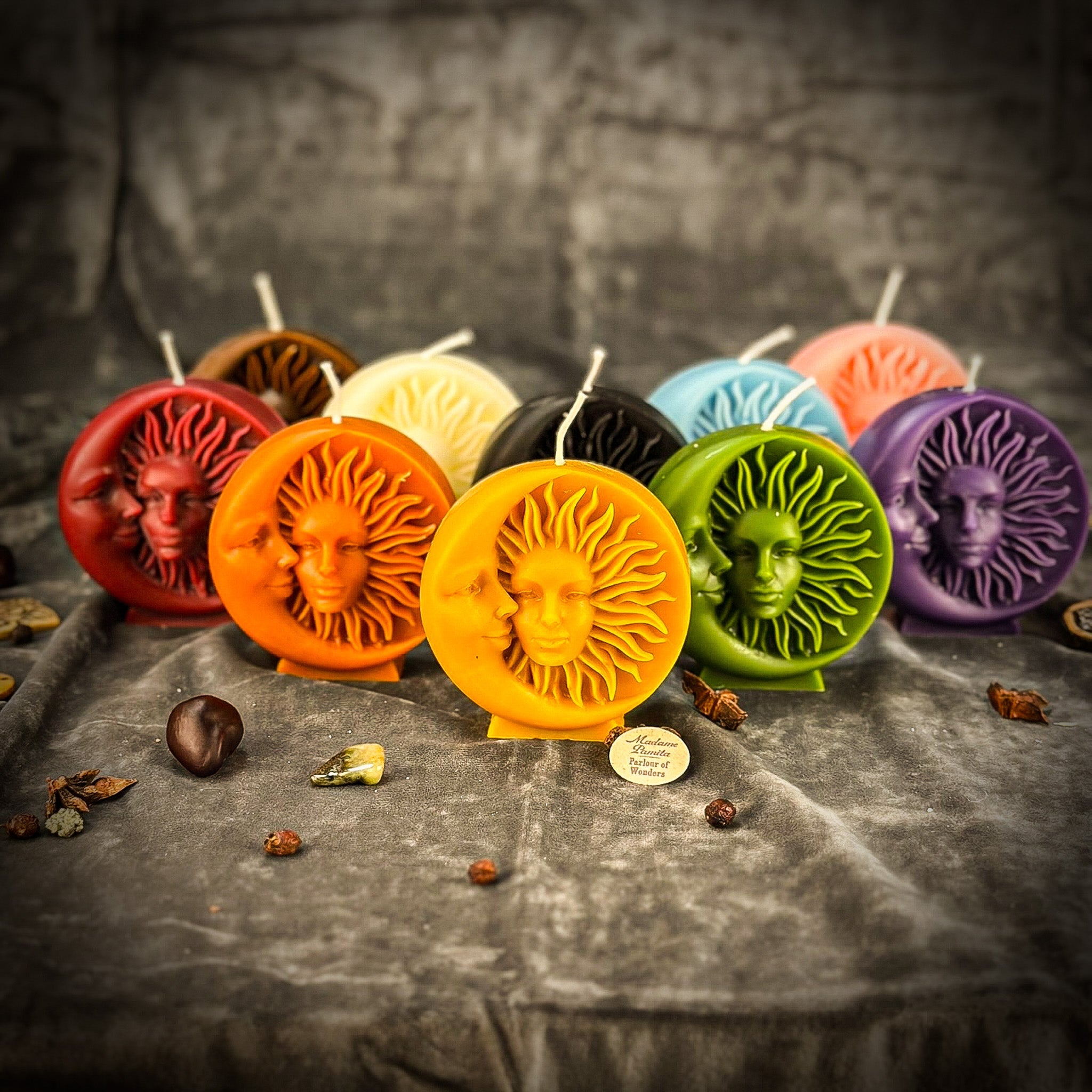 Yellow beeswax candle from Parlour of Wonders, featuring seasonal magic and balance for Equinox and Solstice rituals.