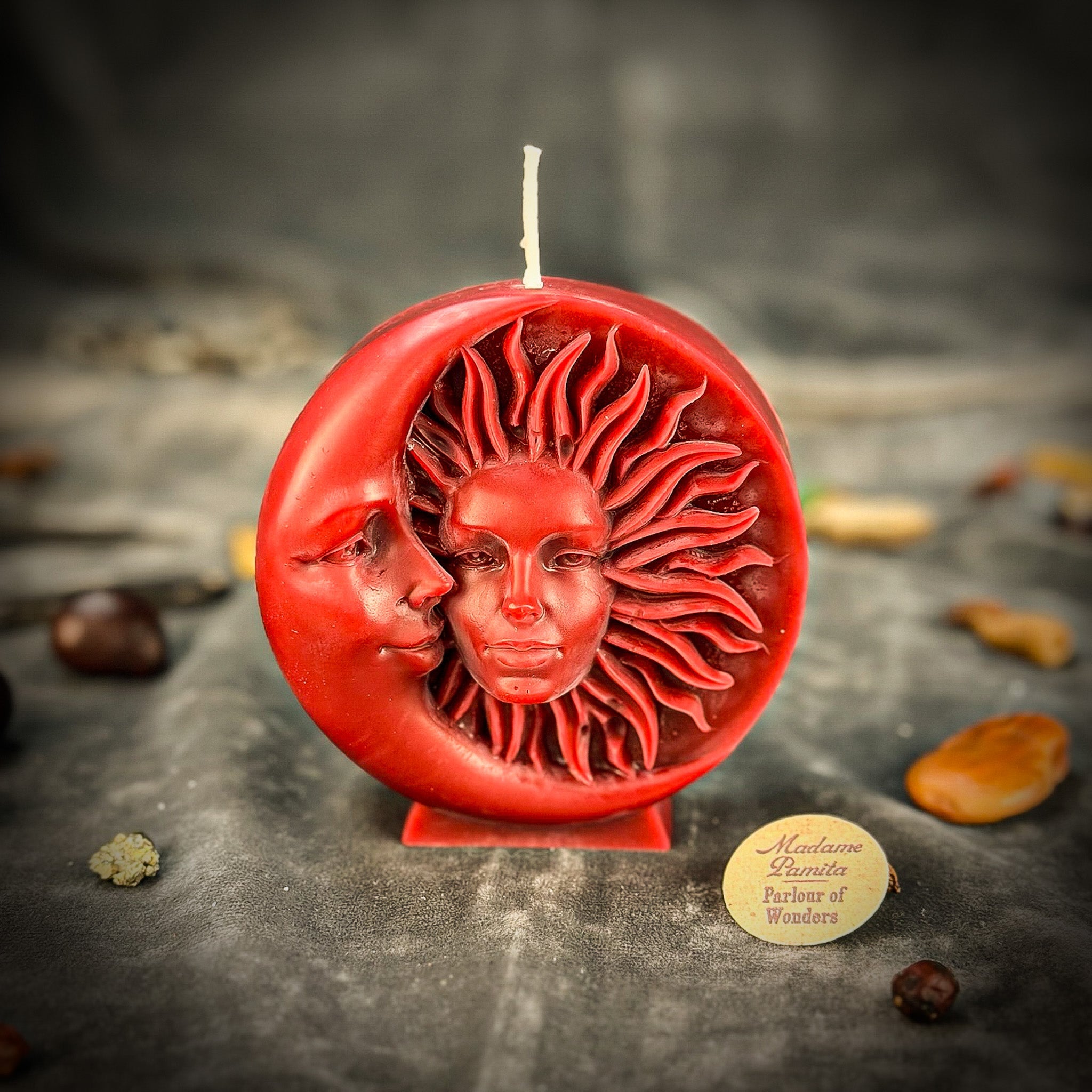 Beeswax Equinox and Solstice Spell Candle by Parlour of Wonders, yellow beeswax candle for seasonal magic and balance.