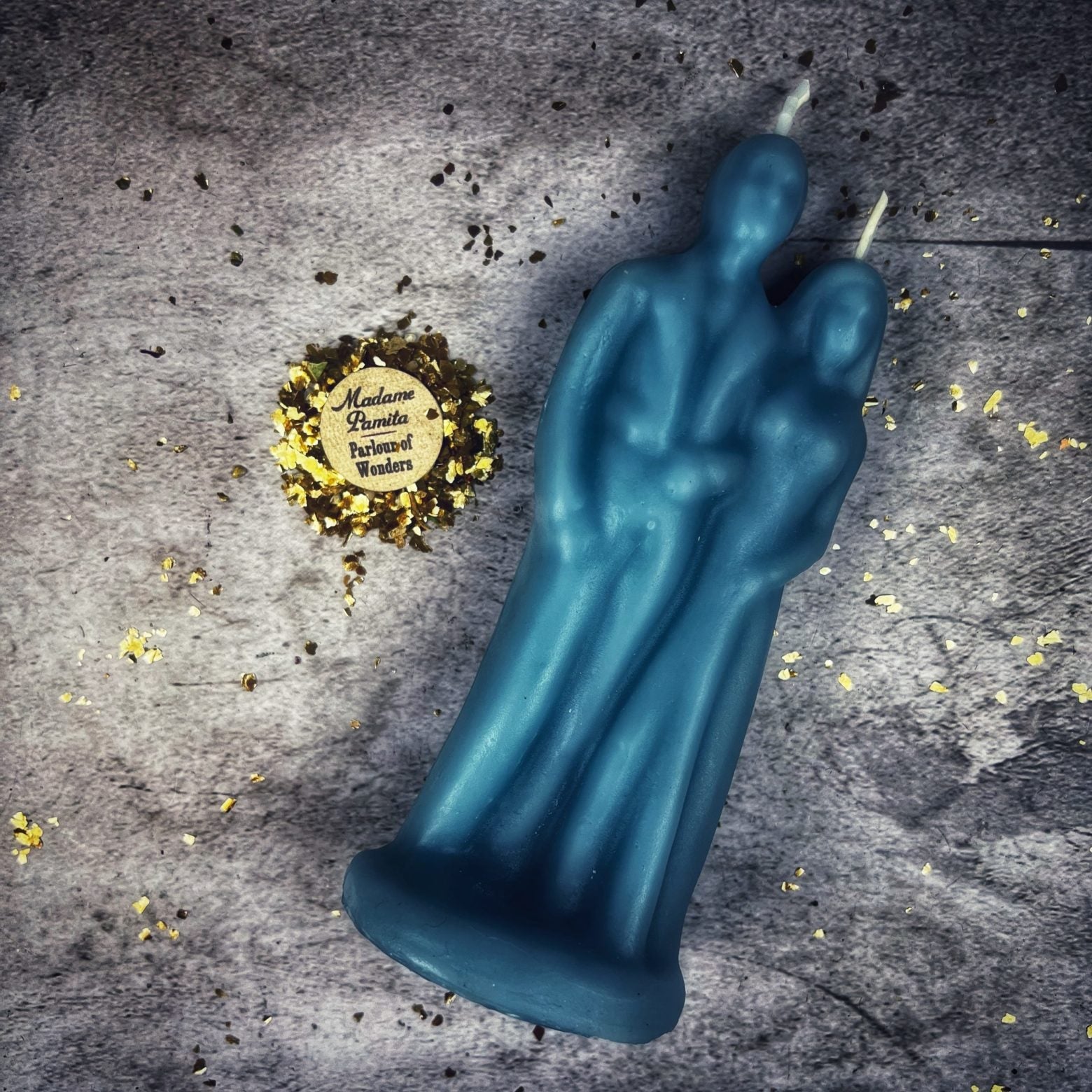 Yellow beeswax candle by Parlour of Wonders for marriage commitment and union magic, featuring natural beeswax texture and flame.