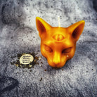 Yellow beeswax psychic cat spell candle by Parlour of Wonders, designed for intuition and clairvoyance magic.