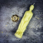 Yellow beeswax human figural spell candle for personal empowerment and intention magic, by Parlour of Wonders.