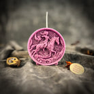 Yellow beeswax Sagittarius Archer zodiac spell candle by Parlour of Wonders, featuring a detailed archer design for adventure and wisdom.