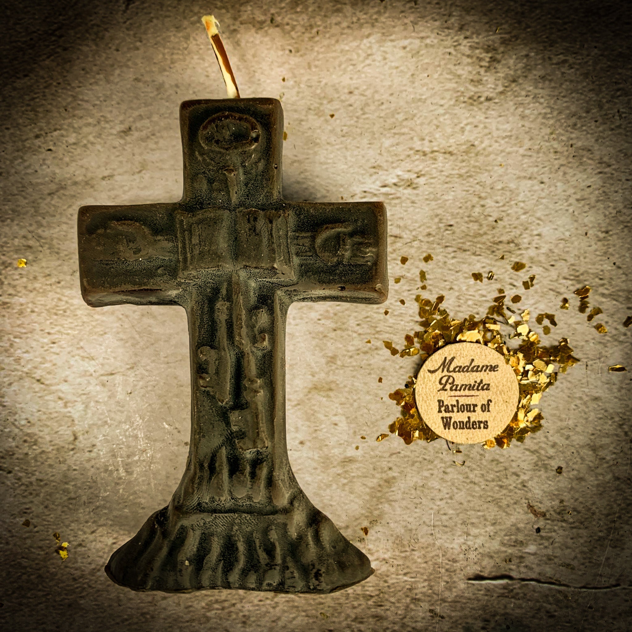 Yellow beeswax uncrossing spell candle by Parlour of Wonders, designed to remove hexes, curses, and jinxes.