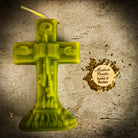 Yellow beeswax candle for uncrossing spells, designed to remove hexes, curses, and jinxes, by Parlour of Wonders.