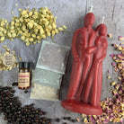 Black Candle Spell Kit for happy marriage and commitment, featuring candles and herbs for union rituals by Parlour of Wonders.