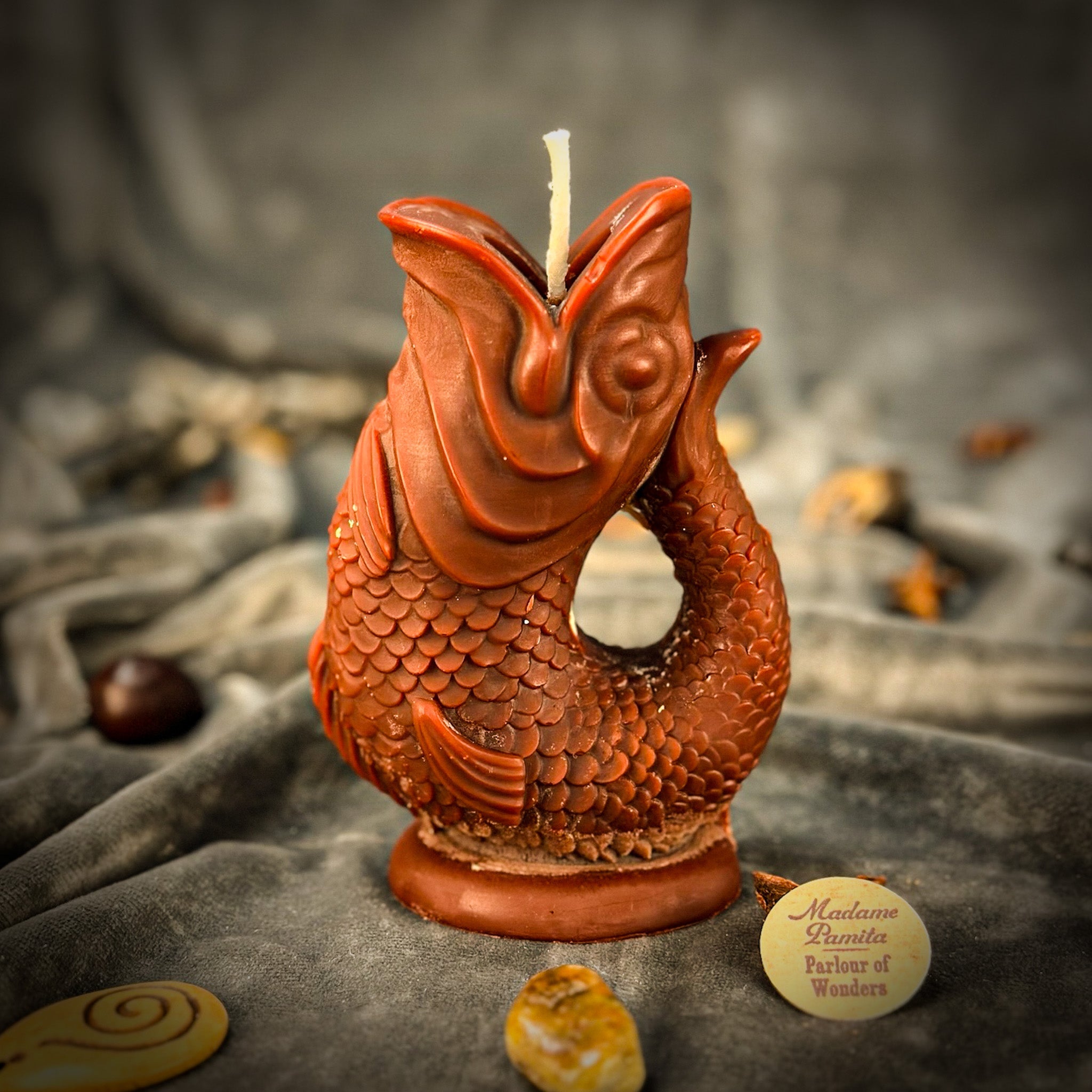 Blue Magic Fish Wishing Candle Spell Kit by Parlour of Wonders for manifestation and dream magic, featuring a mystical candle and accessories.
