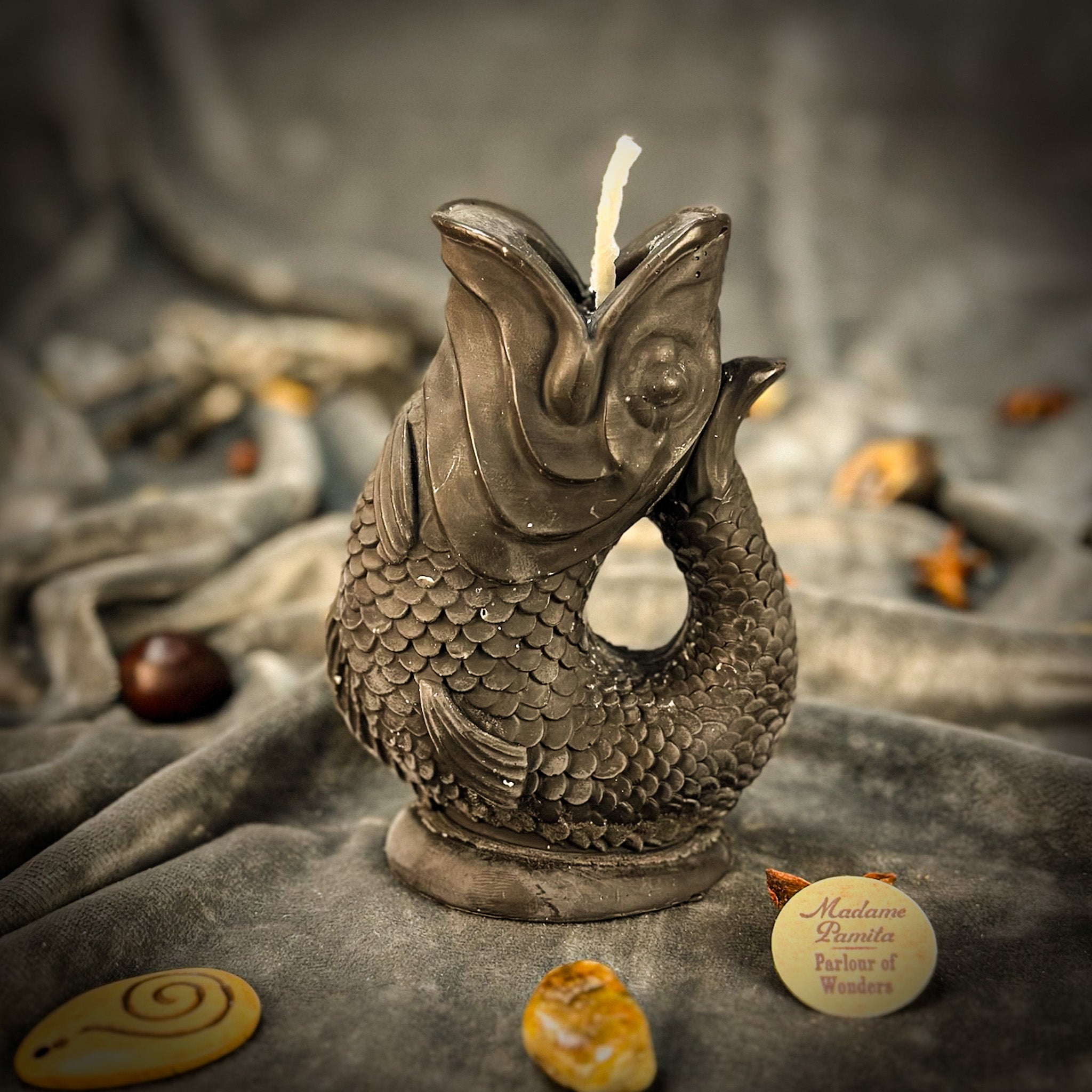 Blue Magic Fish Candle Spell Kit by Parlour of Wonders for manifestation and dream magic, includes candles and mystical components.