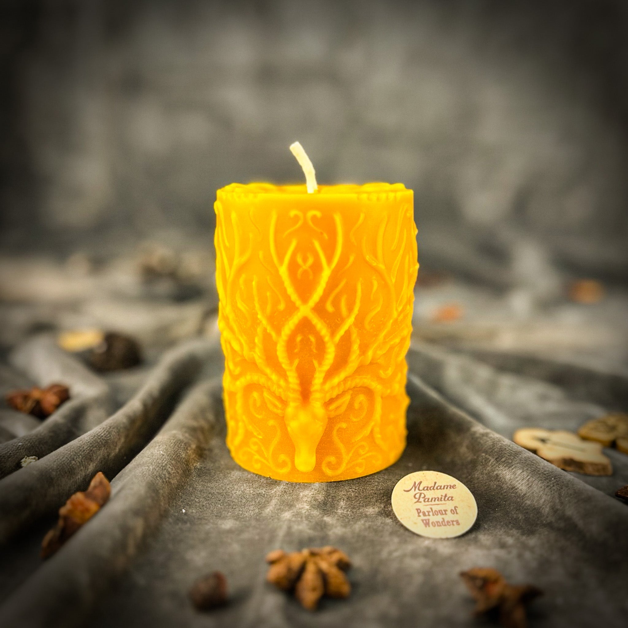 Parlour of Wonders Stag of the Quest Candle Spell Kit with brown candles and mystical symbols, for spiritual guidance and life’s mission magic.