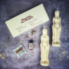 Parlour of Wonders Come to Me Candle Spell Kit with brown candles for female/female love and passion attraction.