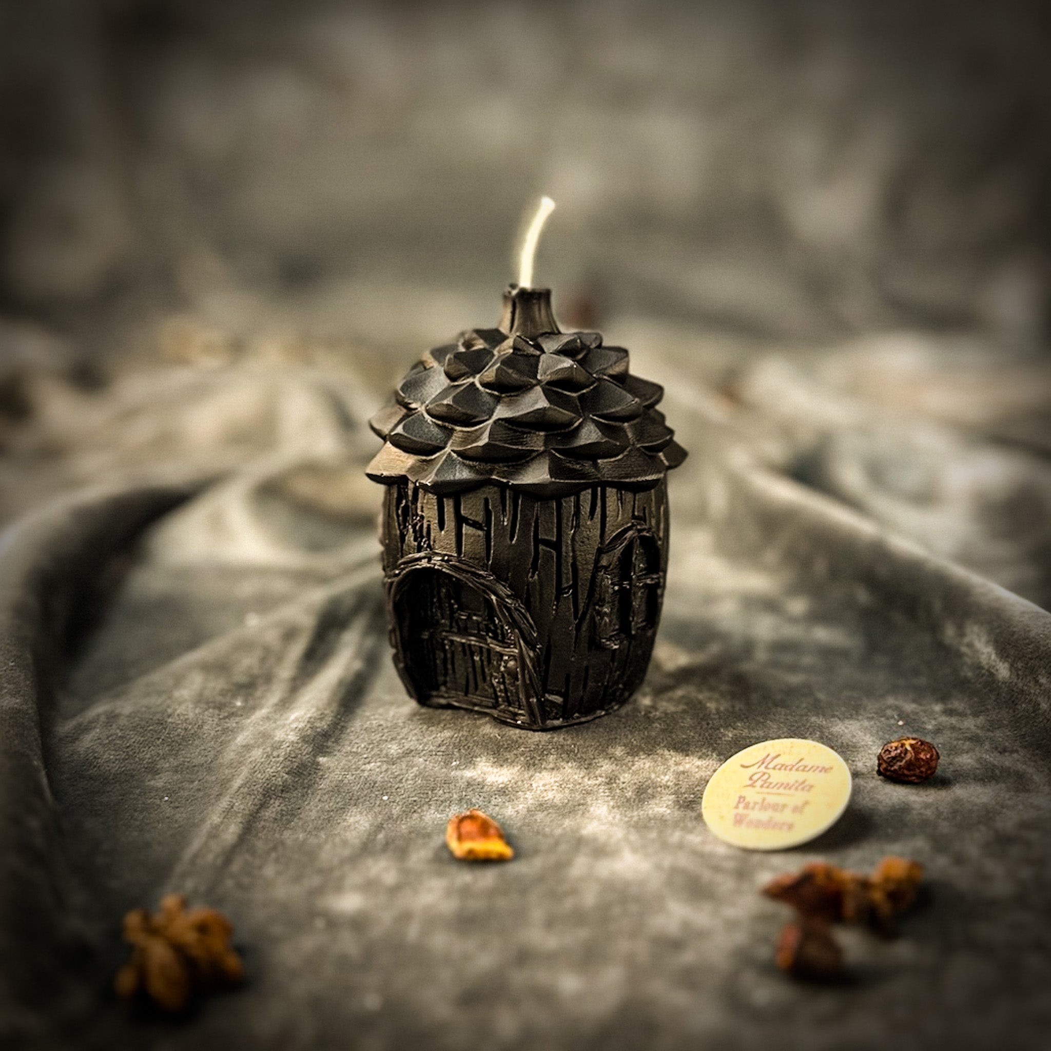 Parlour of Wonders Pinecone of Protection Candle Spell Kit with candles, pinecones, and fairy magic for guardian energy and grounding.