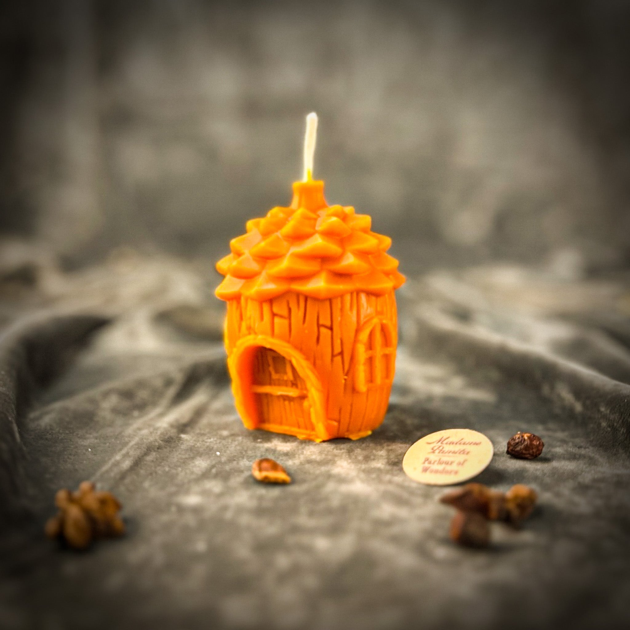 Parlour of Wonders Pinecone of Protection Candle Spell Kit with brown candles, fairy magic, and guardian energy elements.