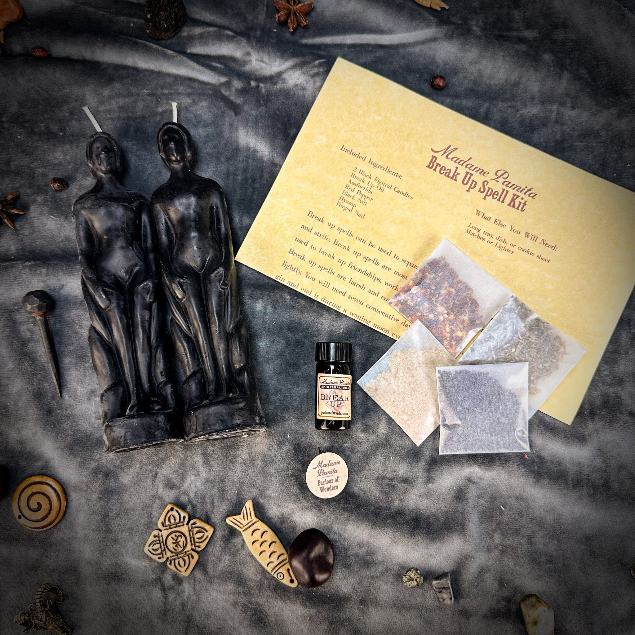 Parlour of Wonders Break Up Candle Spell Kit with candles and herbs for ending relationships and partnerships.