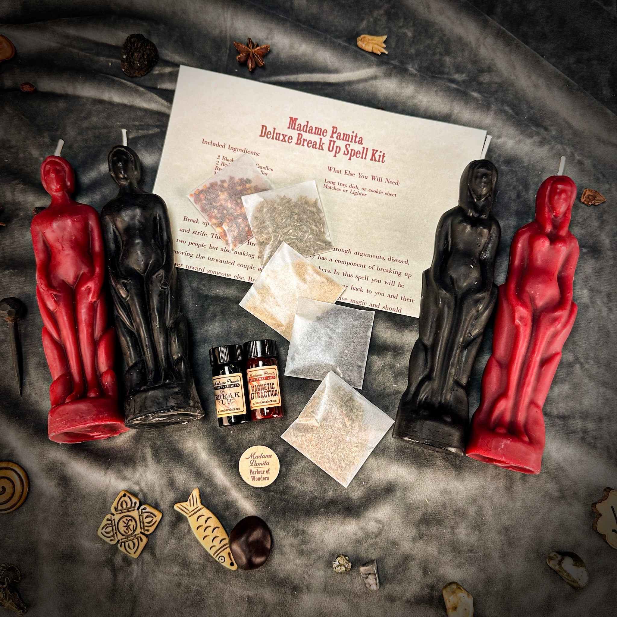 Deluxe Break Up Candle Spell Kit by Parlour of Wonders, featuring candles and tools for separation and love direction spells.