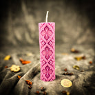 Green Khrest Cross of Protection and Abundance Candle Spell Kit with pillar candles for sacred balance and growth magic by Parlour of Wonders.