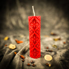 Green Khrest Cross of Protection and Plenty candle spell kit by Parlour of Wonders with pillar candles for balance and abundance magic.