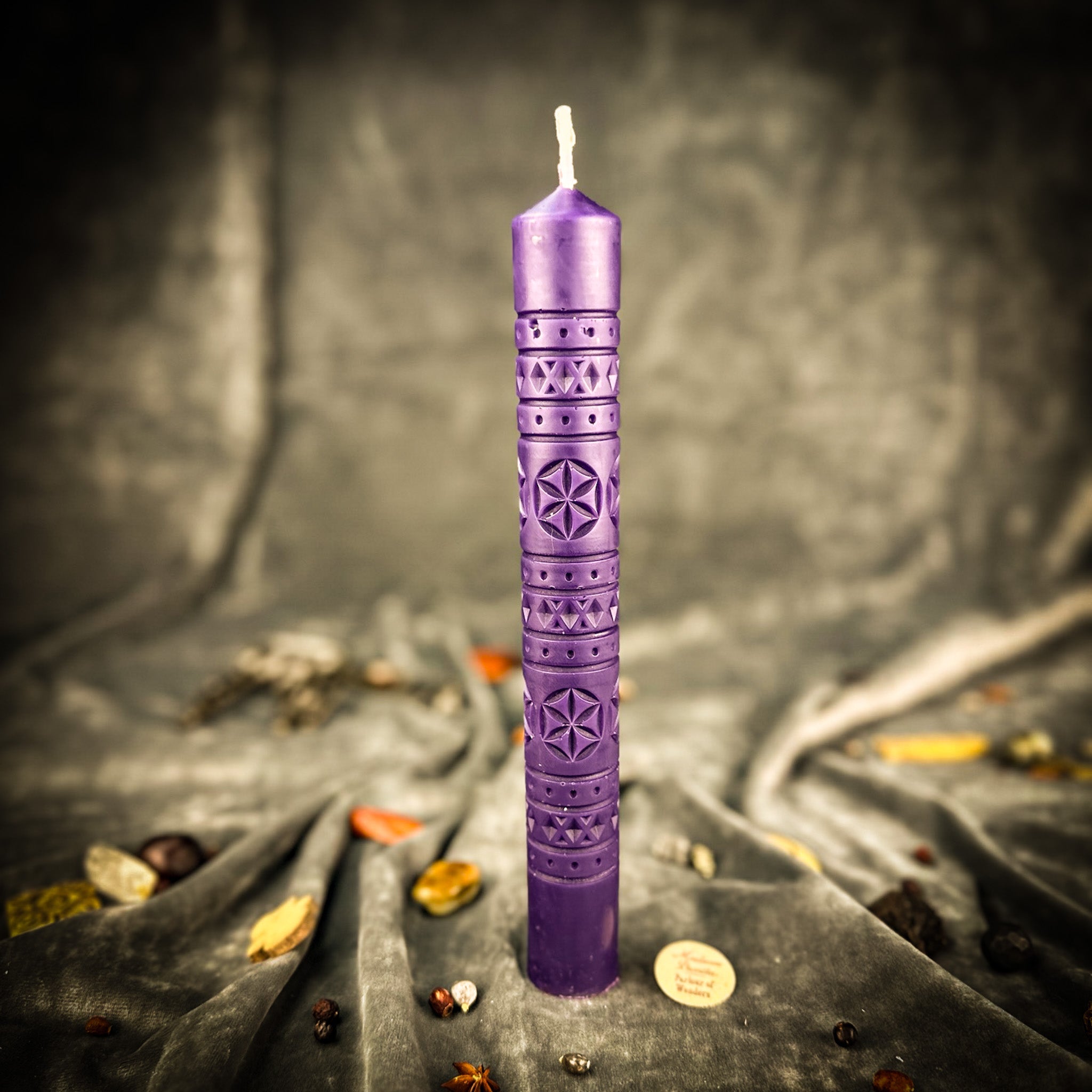 Parlour of Wonders Rozetka Six Petal Rosette Candle Spell Kit in green for protection and harmony, featuring six-petal candle design.