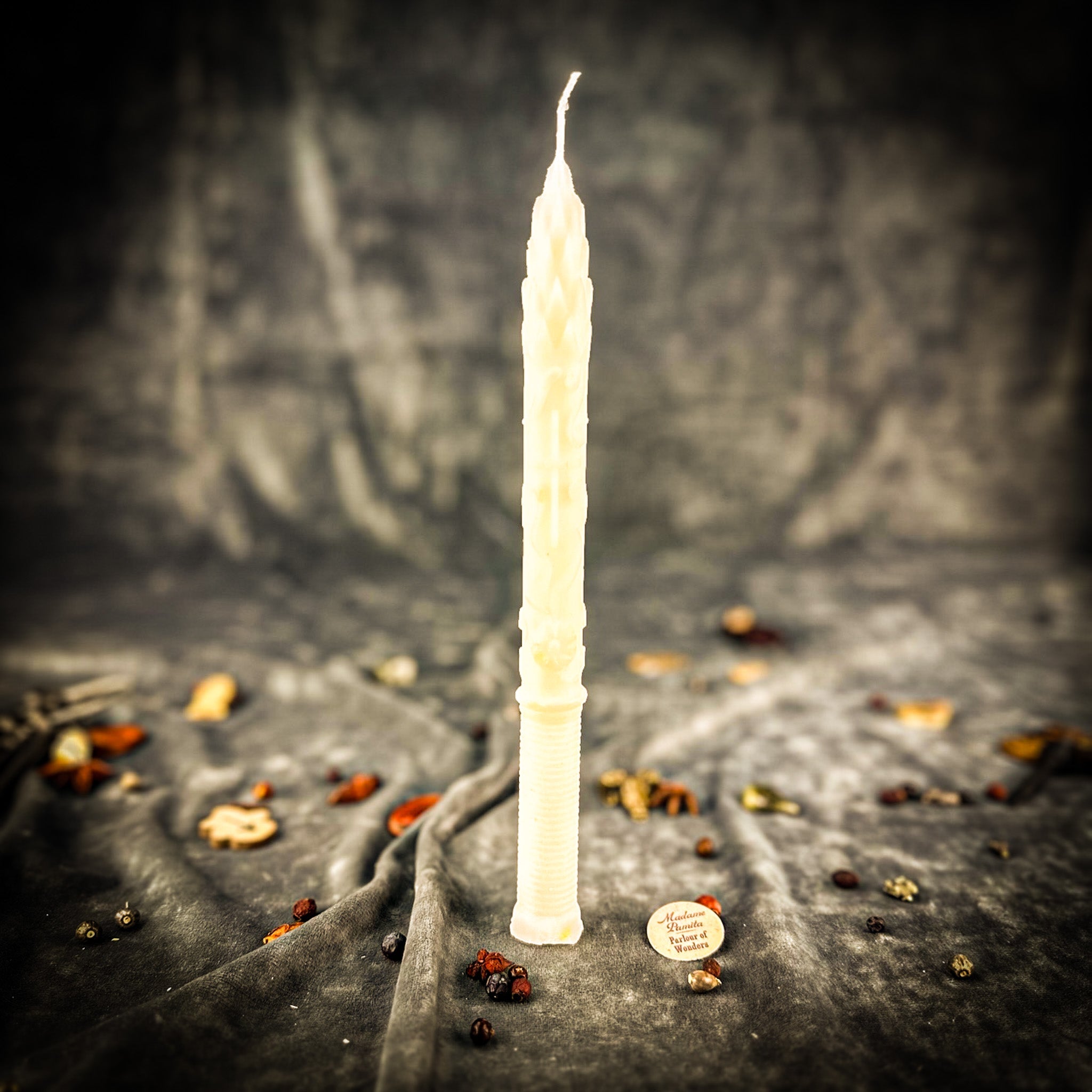 Parlour of Wonders Stritennya Asparagus Candlemas Taper Candle Spell Kit with green candles for renewal and protection rituals.