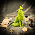 Green Howling Wolf Candle Spell Kit by Parlour of Wonders, featuring candles and tools for voice and courage magic.