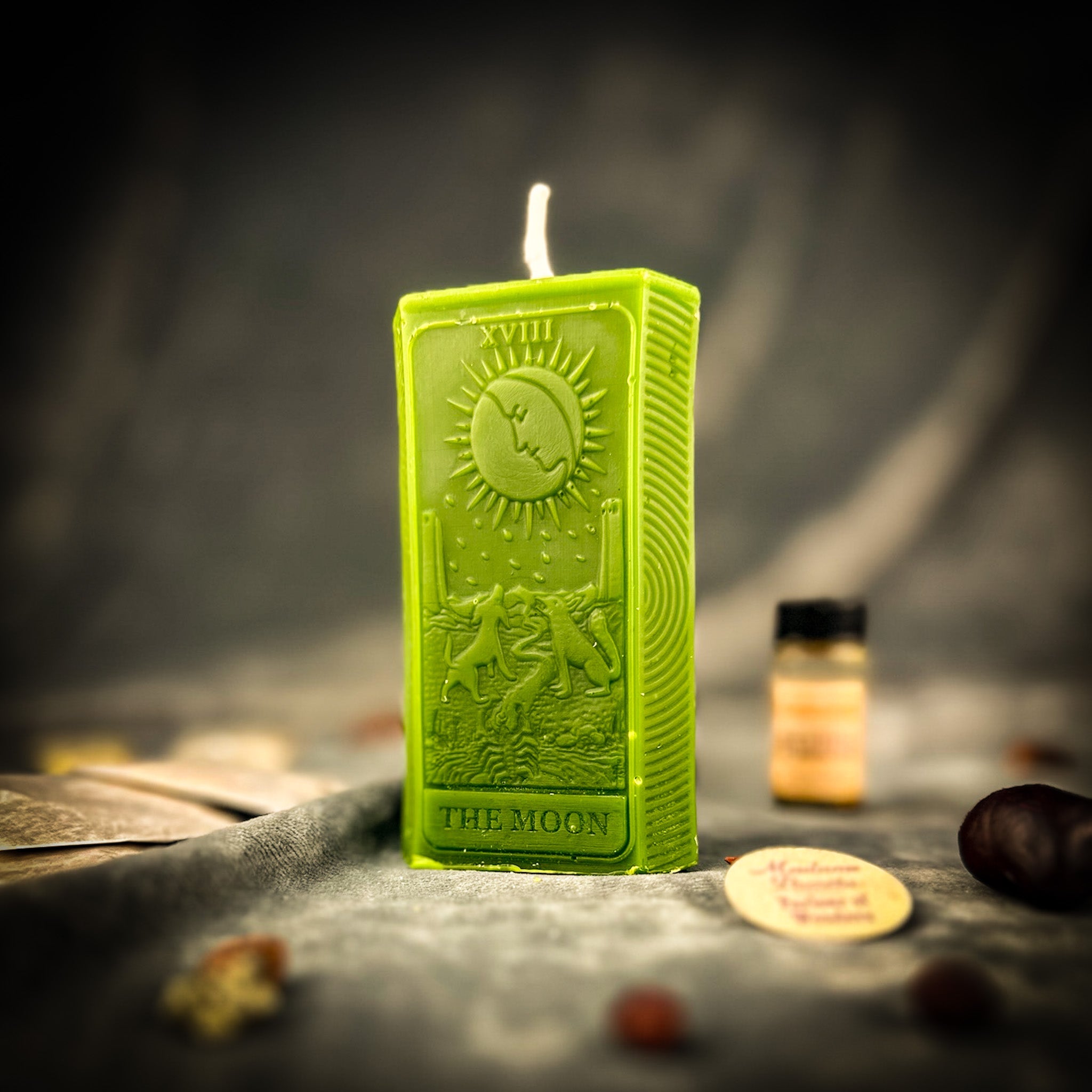 Green Candle Spell Kit from Parlour of Wonders featuring candles and tools for intuition, mystery, and magic rituals.