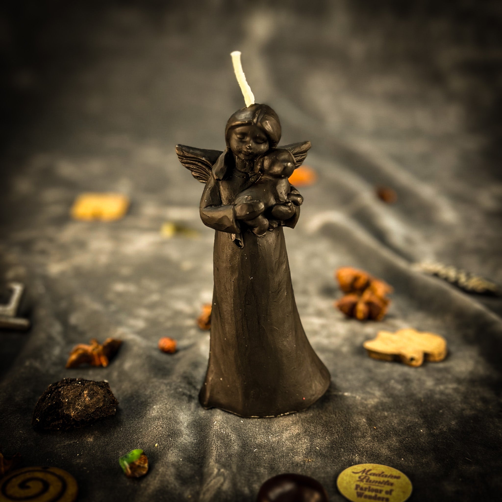 Orange Dog Guardian Spirit Candle Spell Kit for pet healing and protection, with candles and spiritual tools from Parlour of Wonders.