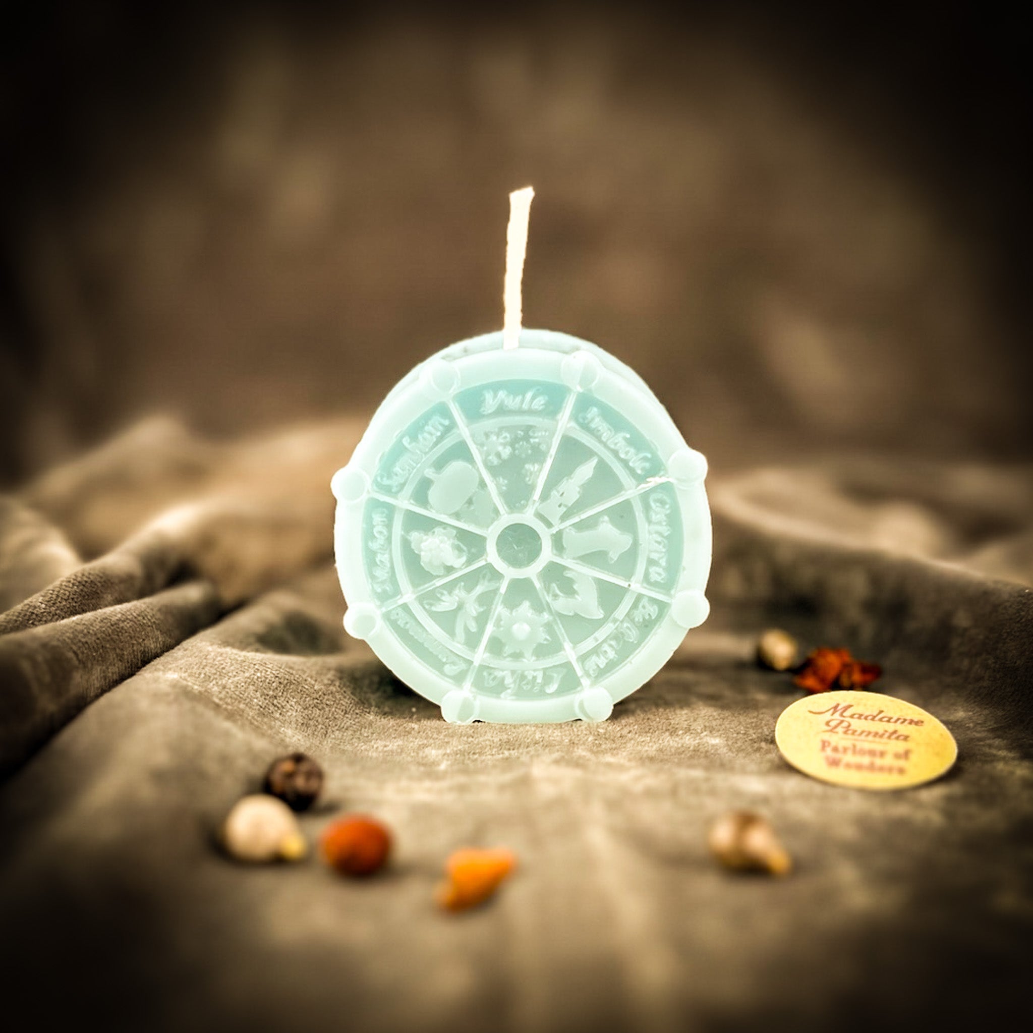 Parlour of Wonders Wheel of the Year Wishes Candle Spell Kit with orange candles for Sabbat celebrations and seasonal magic.