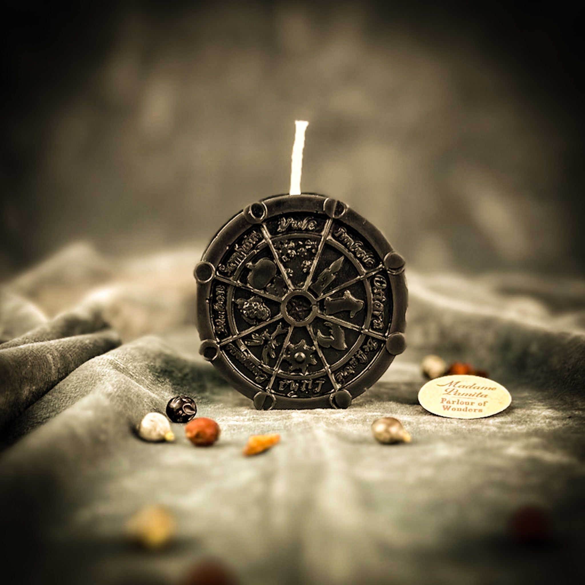 Orange Wheel of the Year Wishes Candle Spell Kit by Parlour of Wonders, featuring candles and tools for Sabbat celebrations and seasonal magic.