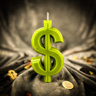 Orange Dollar Sign Candle Spell Kit by Parlour of Wonders for wealth and luxury magic, includes candles and spell components.