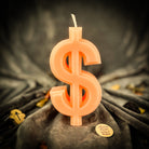 Orange Dollar Sign Candle Spell Kit by Parlour of Wonders, used for wealth and luxury magic, featuring candles and spell tools.
