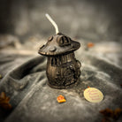 Parlour of Wonders cleansing mushroom fairy hut candle spell kit with orange candle for purification and renewal magic.