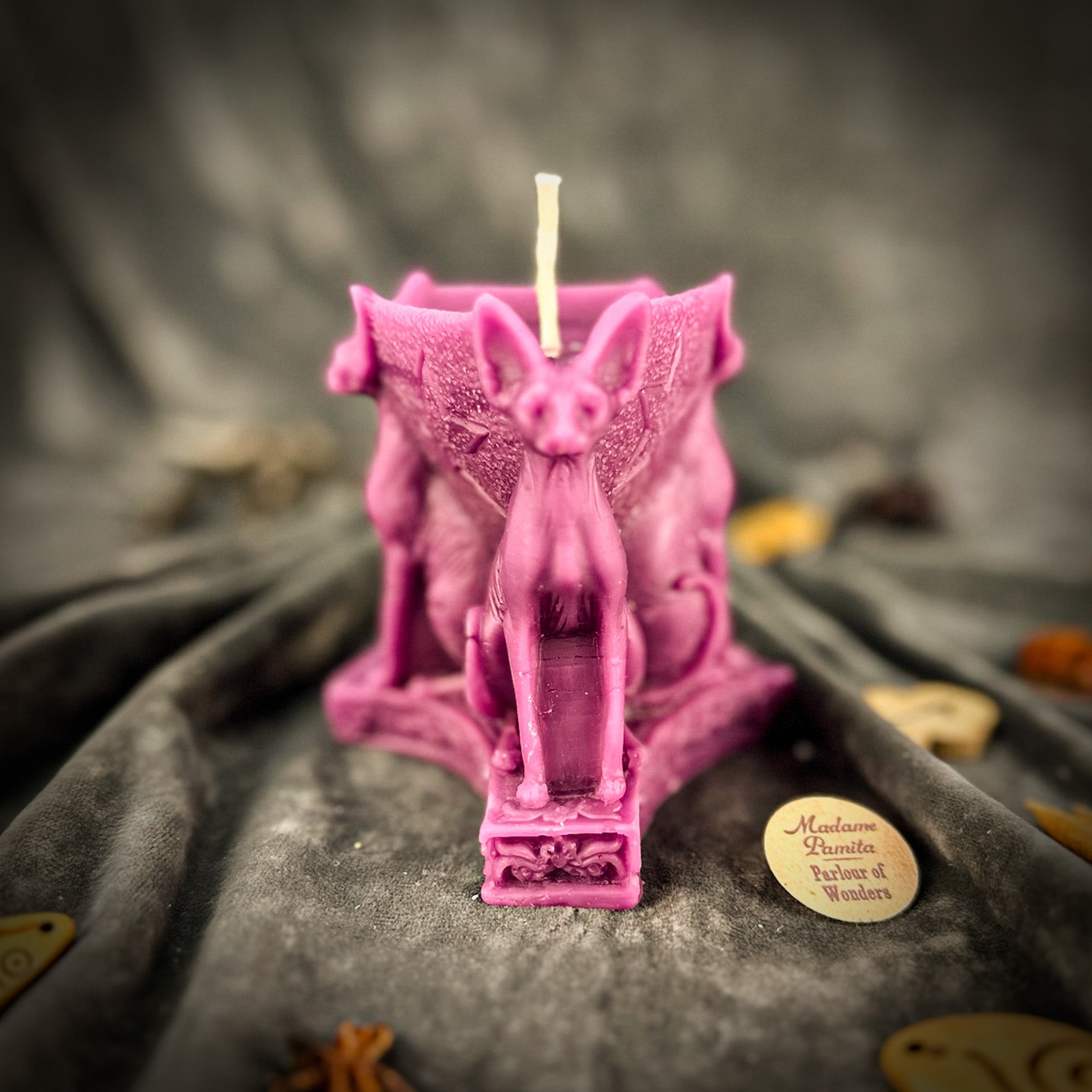 Parlour of Wonders Bastet Triple Protection Candle Spell Kit with orange candles for goddess protection and family magic.