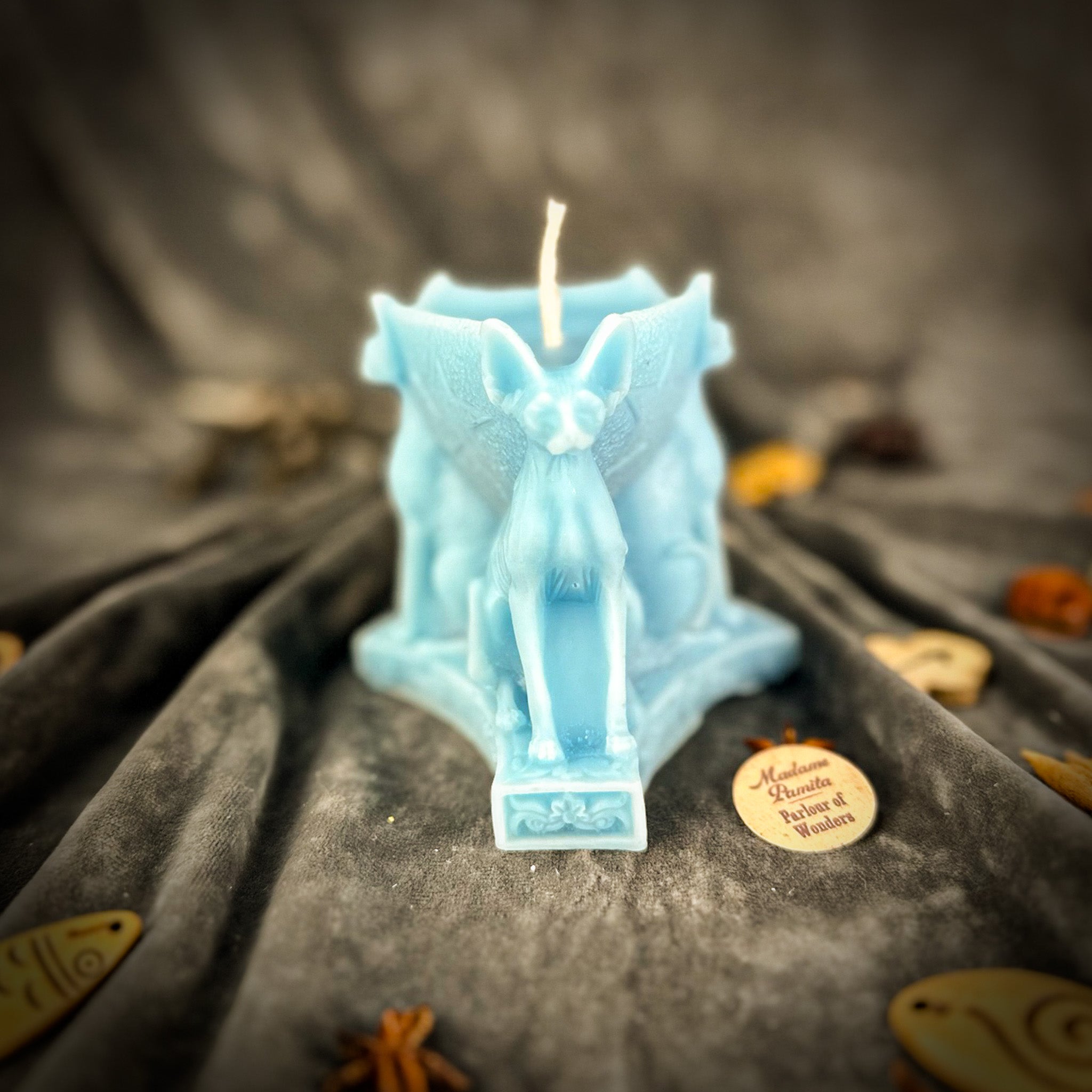 Parlour of Wonders Bastet Triple Protection Candle Spell Kit with orange candles for goddess protection and family magic.